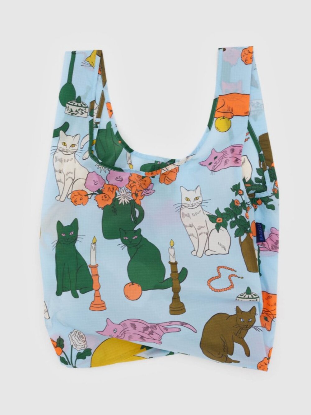 BAGGU Set of 3 Standard Size Reusable Grocery Bags Still Life Cat Fruit Cake NEW - Picture 6 of 10